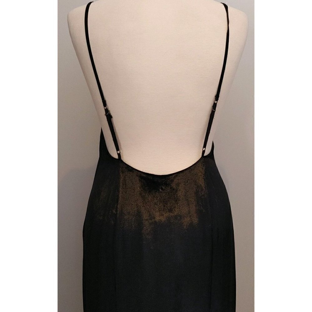 NWT Haute Hippie Black Velvet Maxi Evening Dress Spaghetti Straps Size 8 - Picture 5 of 13